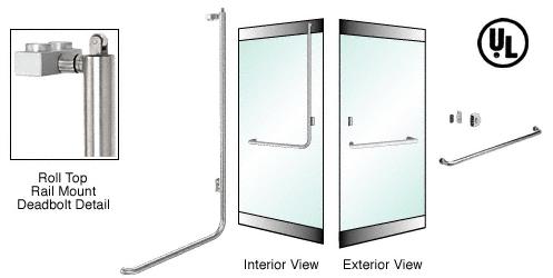 CRL Brushed Stainless Right Hand Reverse Roll Top Double Acting Rail Mount Keyed Access "A" Exterior Top Securing Deadbolt Handle