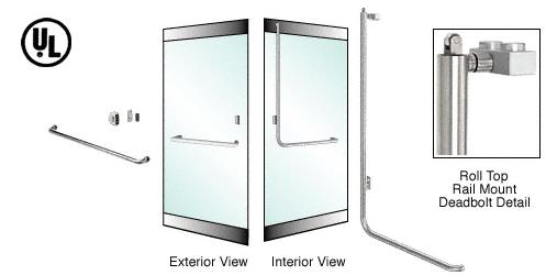 CRL Brushed Stainless Left Hand Reverse Roll Top Double Acting Rail Mount Keyed Access "A" Exterior Top Securing Deadbolt Handle