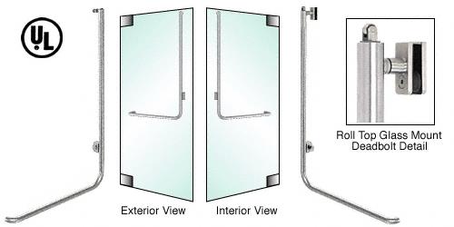 CRL Brushed Stainless Left Hand Reverse Roll Top Glass Mount Cylinder Outside "D" Exterior Top Securing Deadbolt Handle