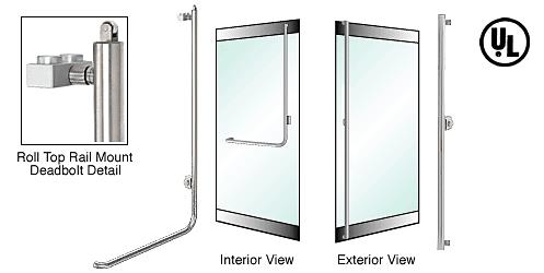 CRL Brushed Stainless Right Hand Roll Top Double Acting Rail Mount Cylinder/Thumbturn Access "F" Exterior Top Securing Deadbolt Handle