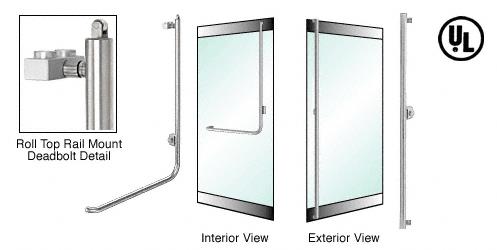 CRL Brushed Stainless Right Hand Reverse Roll Top Rail Mount Cylinder/Cylinder Access "F" Exterior Top Securing Deadbolt Handle