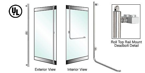 CRL Brushed Stainless Left Hand Roll Top Double Acting Rail Mount Cylinder/Thumbturn Access "F" Exterior Top Securing Deadbolt Handle
