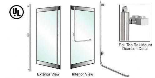 CRL Brushed Stainless Left Hand Reverse Roll Top Rail Mount Cylinder/Cylinder Access "F" Exterior Top Securing Deadbolt Handle
