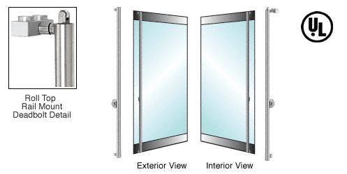 CRL Brushed Stainless Right Hand  Roll Top Rail Mount Cylinder/Cylinder "F" Top Secured Deadbolt Exterior Handle