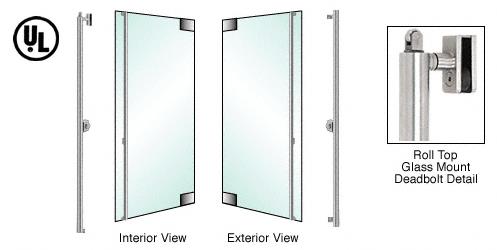 CRL Brushed Stainless Left Hand Roll Top Glass Mount Cylinder/Cylinder "F" Top Secured Deadbolt Exterior Handle