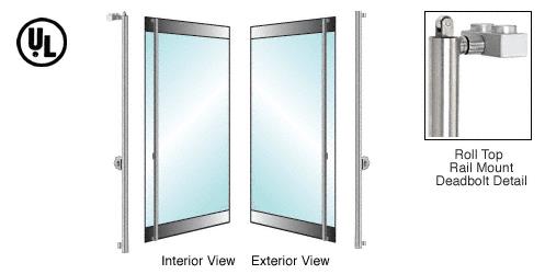 CRL Brushed Stainless Left Hand  Roll Top Rail Mount Cylinder/Cylinder "F" Top Secured Deadbolt Exterior Handle