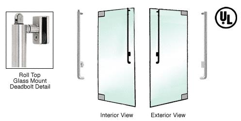 CRL Brushed Stainless Right Hand Roll Top Reverse Glass Mount Keyed Access "J" Exterior Top Securing Deadbolt Handle