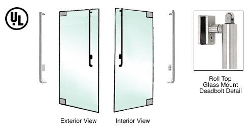 CRL Brushed Stainless Left Hand Roll Top Reverse Glass Mount Keyed Access "J" Exterior Top Securing Deadbolt Handle