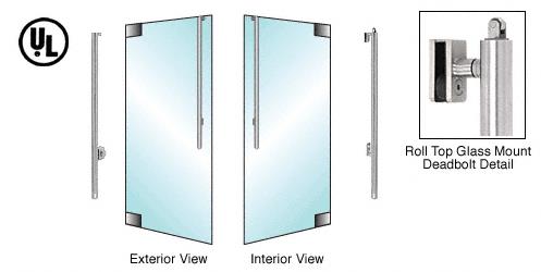 CRL Brushed Stainless Left Hand Roll Top Reverse Glass Mount Keyed Access "JS" Exterior Top Securing Deadbolt Handle