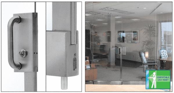 CRL Brushed Stainless 4" x 10" Center Lock With Bottom Rail Extension Rod Throw - One Point With Handle