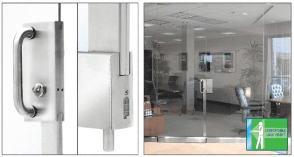 CRL Polished Stainless 4" x 10" Center Lock With Bottom Rail Extension Rod Throw - One Point With Handle