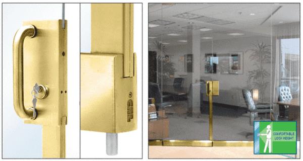 CRL Polished Brass Center Lock With Bottom Rail Extension Rod Throw - One Point Plus Keeper