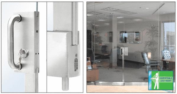 CRL Polished Stainless Center Lock With Bottom Rail Extension Rod Throw - One Point Plus Keeper
