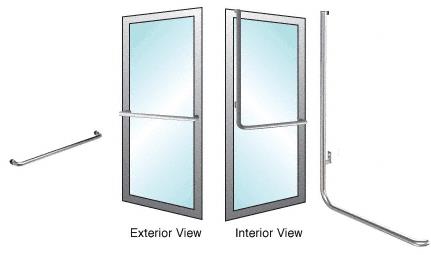 CRL Brushed Stainless Left Hand Double Acting Aluminum Door Mount "A" Exterior Top Securing Dummy Handle