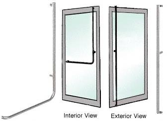 CRL Brushed Stainless Right Hand Reverse Aluminum Door Mount "F" Exterior Top Securing Dummy Handle