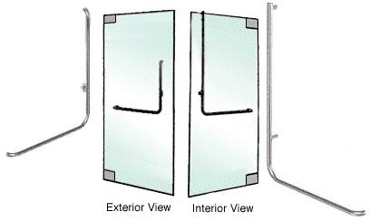 CRL Brushed Stainless Left Hand Double Acting Rail Mount "B" Exterior Top Securing Dummy Handle