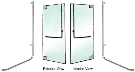 CRL Brushed Stainless Left Hand Double Acting Glass Mount Exterior Top Securing Dummy Handle