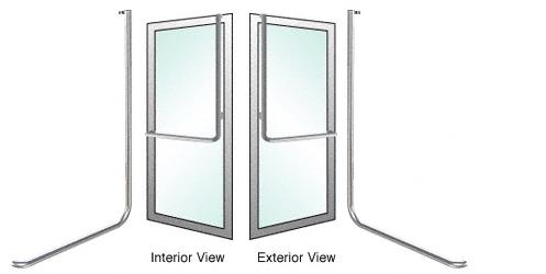 CRL Brushed Stainless Right Hand Reverse Aluminum Door Mount Exterior Top Securing Dummy Handle