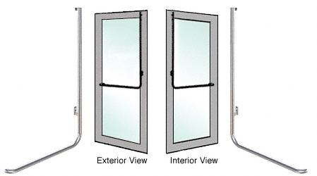 CRL Brushed Stainless Left Hand Reverse Aluminum Door Mount Exterior Top Securing Dummy Handle