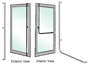 CRL Brushed Stainless Left Hand Reverse Aluminum Door Mount "F" Exterior Top Securing Dummy Handle