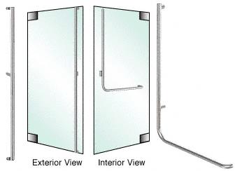 CRL Brushed Stainless Left Hand Reverse Glass Mount "F" Exterior Top Securing Dummy Handle
