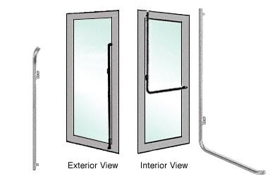 CRL Brushed Stainless Left Hand Reverse Aluminum Door Mount "M" Exterior Top Securing Dummy Handle