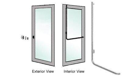 CRL Brushed Stainless Left Hand Reverse Aluminum Door Mount "Z" Exterior Top Securing Dummy Handle