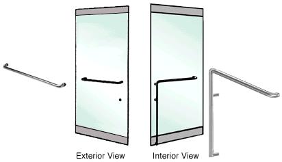 CRL Brushed Stainless Left Hand Reverse Rail Mount "A" Exterior Bottom Securing Dummy Handle