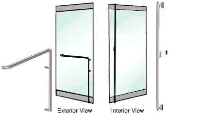 CRL Brushed Stainless Left Hand Reverse Rail Mount "F" Exterior Bottom Securing Dummy Handle