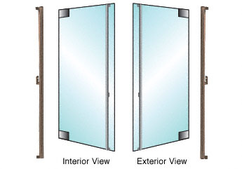 CRL Oil Rubbed Bronze Right Hand Double Acting Swing Glass Mount "F" Exterior Top Securing Dummy Handle
