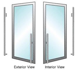 CRL Brushed Stainless Left Hand Double Acting Aluminum Door Mount "KS" Exterior Dummy Handle