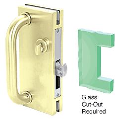 CRL 4"x10" Non-Handed Polished Brass Finish Center Lock with Hook Throw Deadlock Latch