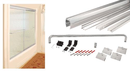 CRL Brite Anodized Cottage DK Series Sliding Shower Door Kit  60" x 60" with Metal Jambs for 1/4" Glass