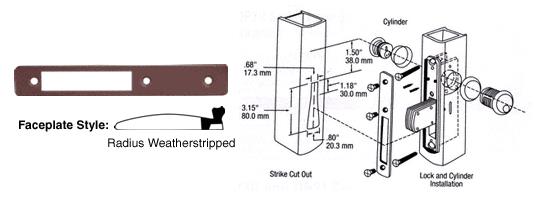 CRL Dark Bronze Radius Weatherstripped Faceplate for DL2110 Series Long Throw Deadlocks
