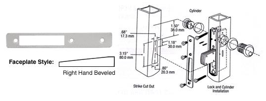 CRL Aluminum Right Hand Beveled Faceplate for DL2110 Series Long Throw Deadlocks