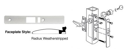 CRL Aluminum Finish Radius Weatherstripped Faceplate for DL2140 Deadlatch Locks