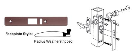 CRL Dark Bronze Finish Radius Weatherstripped Faceplate for DL2140 Series Deadlatch Lock