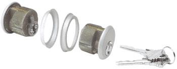 CRL Aluminum Finish Double Mortise Cylinder - Yale "8" Keyway - Keyed Alike