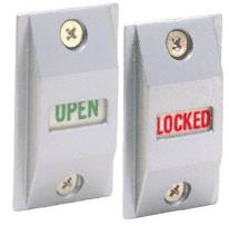 CRL Satin Aluminum Finish Open/Locked Lock Indicator Set Slide Down = "OPEN"