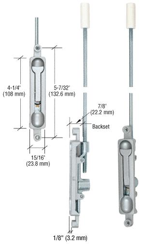CRL Satin Aluminum Finish 1/8" Offset Flush Bolt