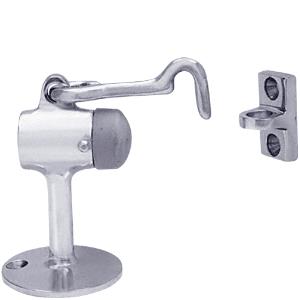 Aluminum Finish Floor Mounted Heavy Duty Door Stop with Hook and Holder