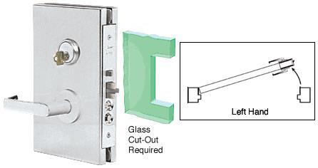 CRL 6"x10" LH Brushed Stainless Finish Center Lock with Deadlatch in Entrance Lock Function