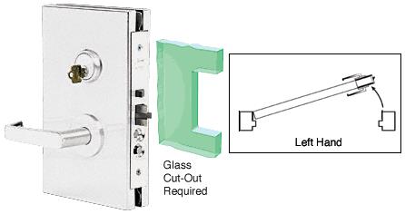 CRL 6"x10" LH Satin Chrome Finish Center Lock with Deadlatch in Entrance Lock Function