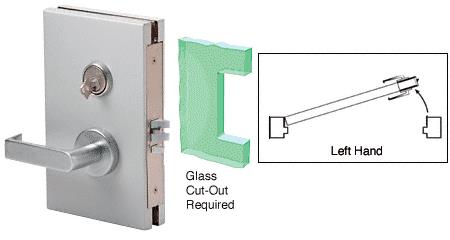 CRL 6"x10" LH Satin Chrome Finish Center Lock with Deadlatch in Class Room Function