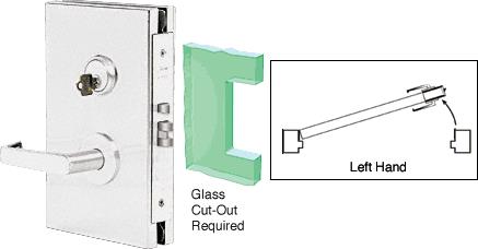 CRL 6"x10" LH Satin Chrome Finish Center Lock with Deadlatch in Passage Lock Function