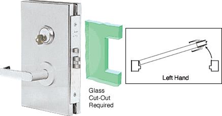 CRL 6"x10" LH Brushed Stainless Finish Center Lock with Deadlatch in Storeroom Function