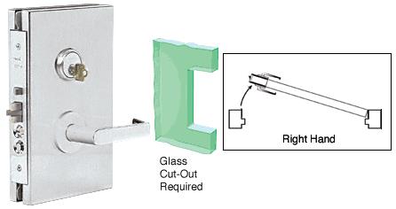 CRL 6"x10" RH Brushed Stainless Finish Center Lock with Deadlatch in Office Function