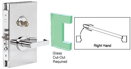 CRL 6"x10" RH Polished Stainless Finish Center Lock with Deadlatch in Office Function