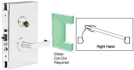 CRL 6"x10" RH Satin Chrome Finish Center Lock with Deadlatch in Office Function
