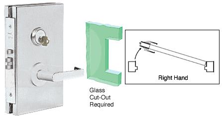 CRL 6"x10" RH Brushed Stainless Finish Center Lock with Deadlatch in Entrance Lock Function